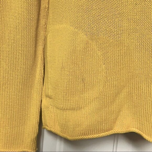 90s Y2K J Crew Sweater V Neck Canary Yellow Cotton Pullover Pockets Relaxed S - Picture 4 of 8